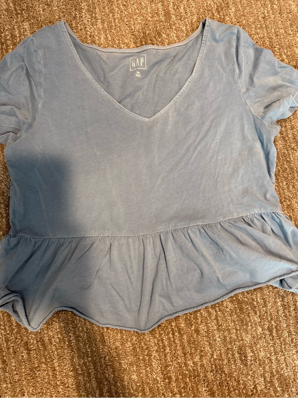 GAP Women's Dusty Blue V-Neck Peplum Tunic